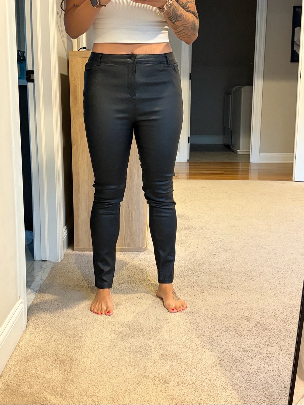 Black Faux Leather Skinny Pants